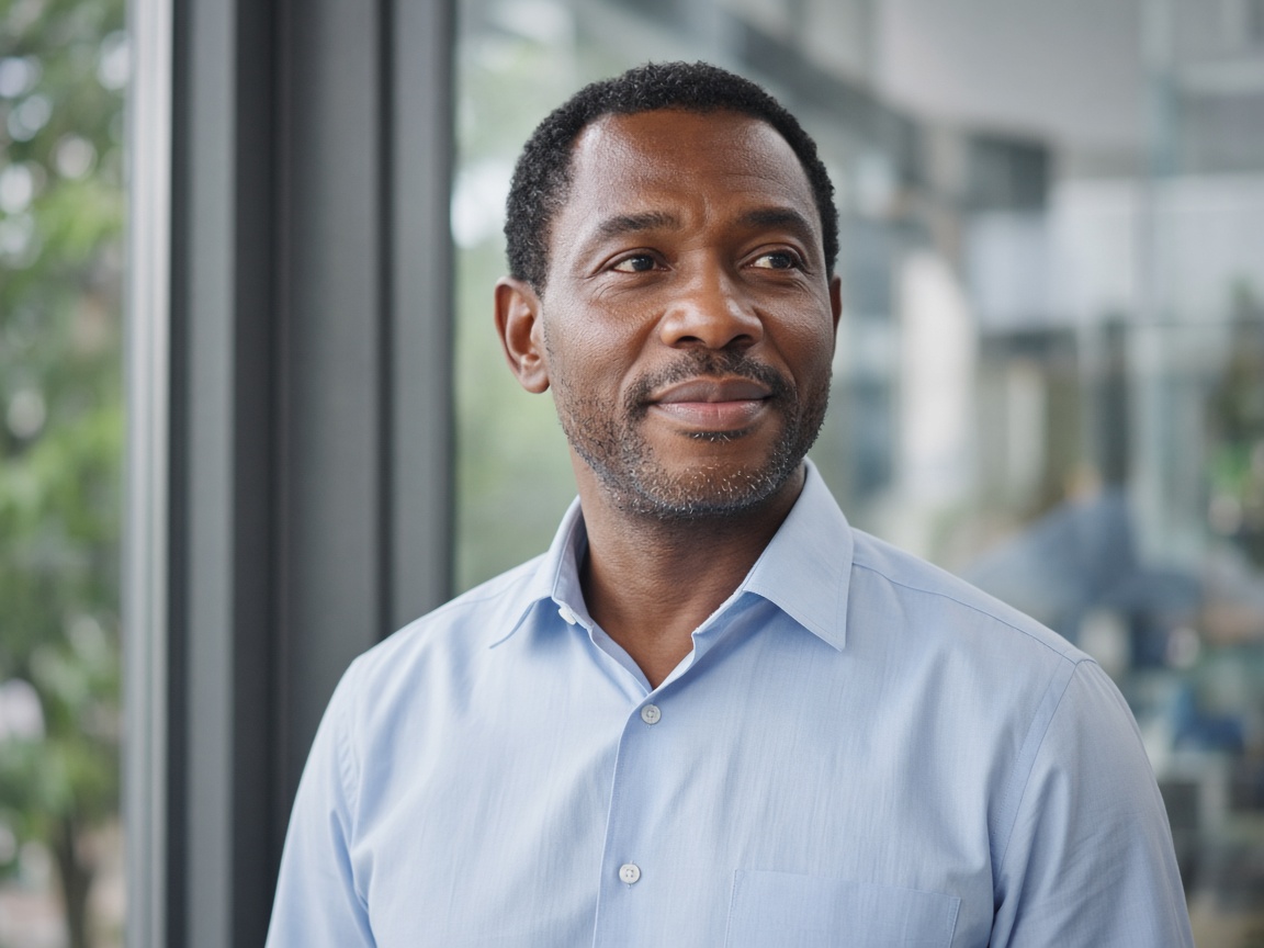 African professional in a calm office setting